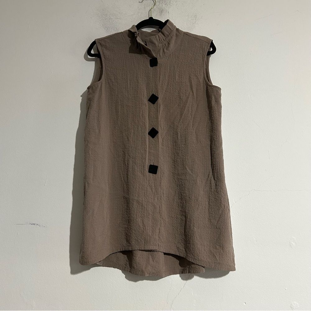 Ali Miles Sleeveless Button Front Top Medium Lagenlook Layering Casual